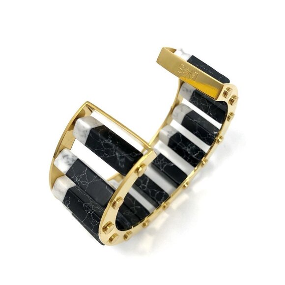 Lele Sadoughi Column Slider Cuff Black/ White - Picture 3 of 3